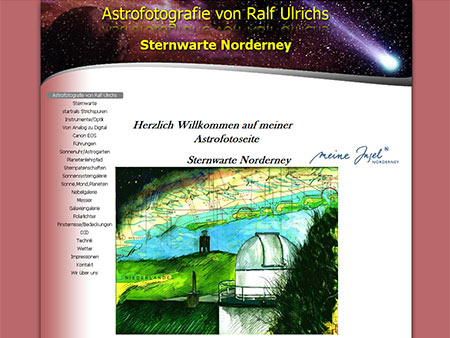 Die Webseite der Sternwarte Norderney