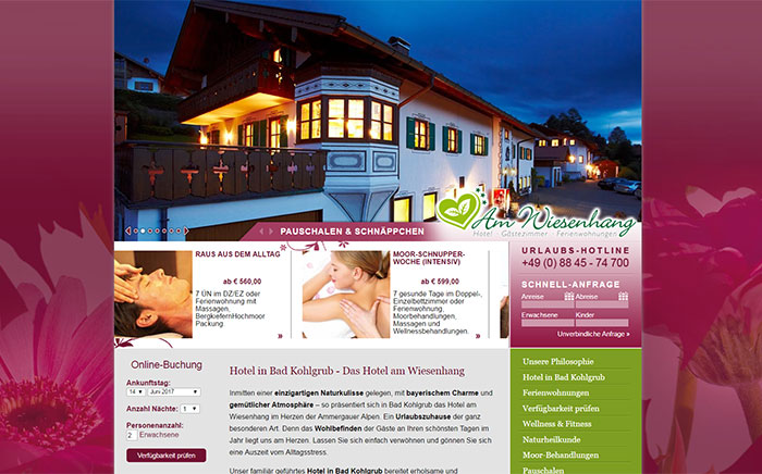 Die Webseite vom Hotel Am Wiesenhang