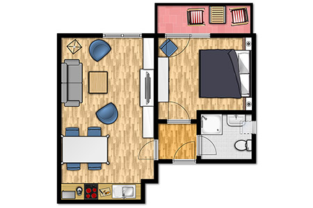 Grundriss Fewo 4, Ferienhaus Coordes