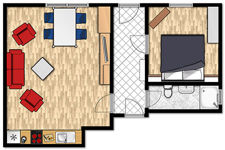 Grundriss Fewo 5, Ferienhaus Coordes