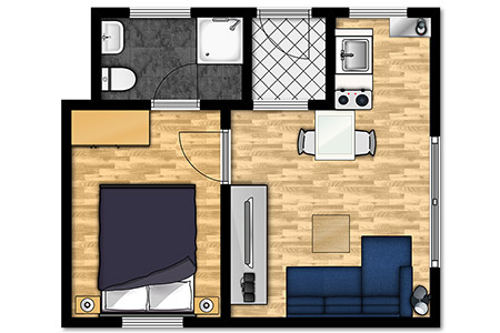 Grundriss Fewo 6, Ferienhaus Coordes