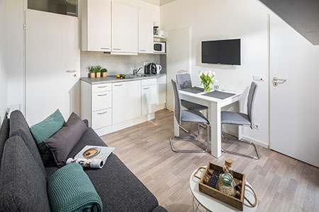 Essplatz / Küche Fewo 10, Appartementhaus am Kurpark