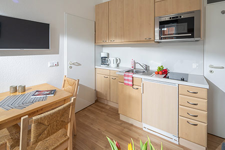 Essplatz / Küche Fewo 12, Appartementhaus am Kurpark