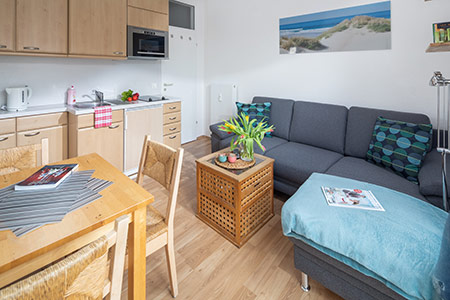 Wohnraum Fewo 12, Appartementhaus am Kurpark