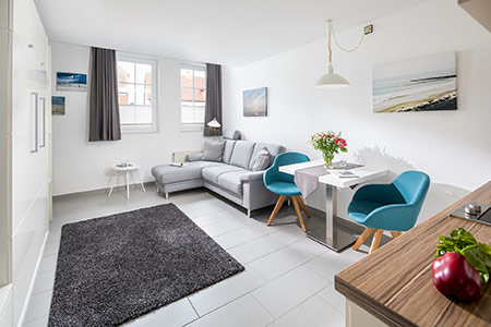 Wohnraum Appartement 18, Appartementhaus am Kurpark