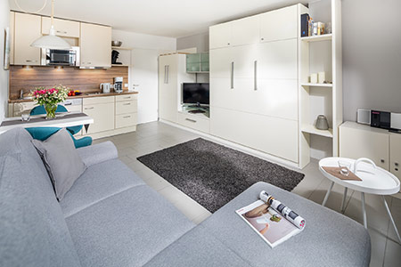 Wohnraum Appartement 18, Appartementhaus am Kurpark