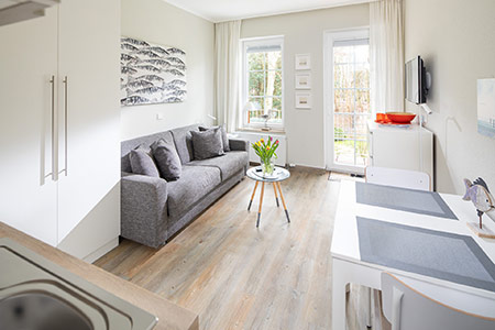 Wohnraum Appartement 18, Appartementhaus am Kurpark