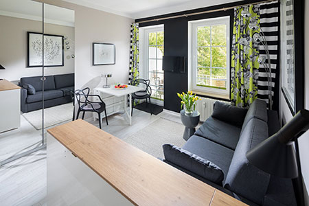 Wohnraum Appartement 22, Appartementhaus am Kurpark