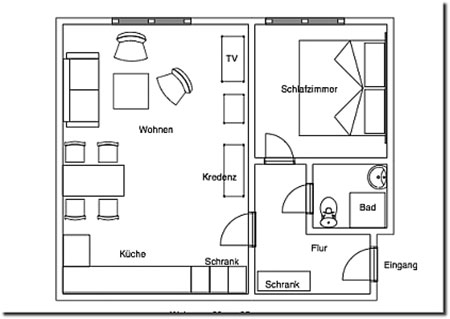 Grundriss Fewo 29, Appartementhaus am Kurpark