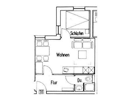 Grundriss Fewo 31, Appartementhaus am Kurpark