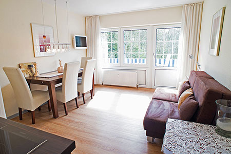 Wohnraum Ferienwohnung 32 a, Appartementhaus am Kurpark