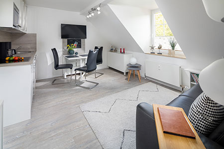 Wohnraum Ferienwohnung 34, Appartementhaus am Kurpark