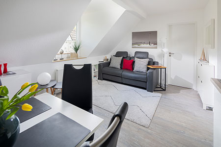 Wohnraum Fewo 34, Appartementhaus am Kurpark