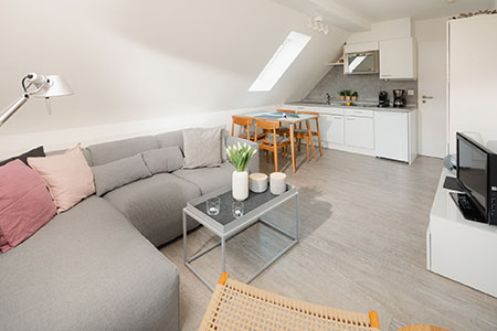 Wohnraum Fewo 35, Appartementhaus am Kurpark