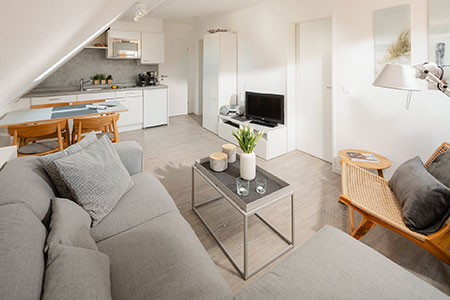 Wohnraum Fewo 35, Appartementhaus am Kurpark