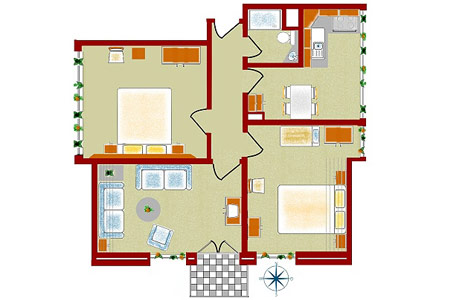 Grundriss Ferienwohnung Strandflieder, Ferienhaus Schipper