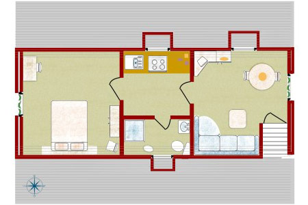 Grundriss Ferienwohnung Dünenrose, Ferienhaus Schipper